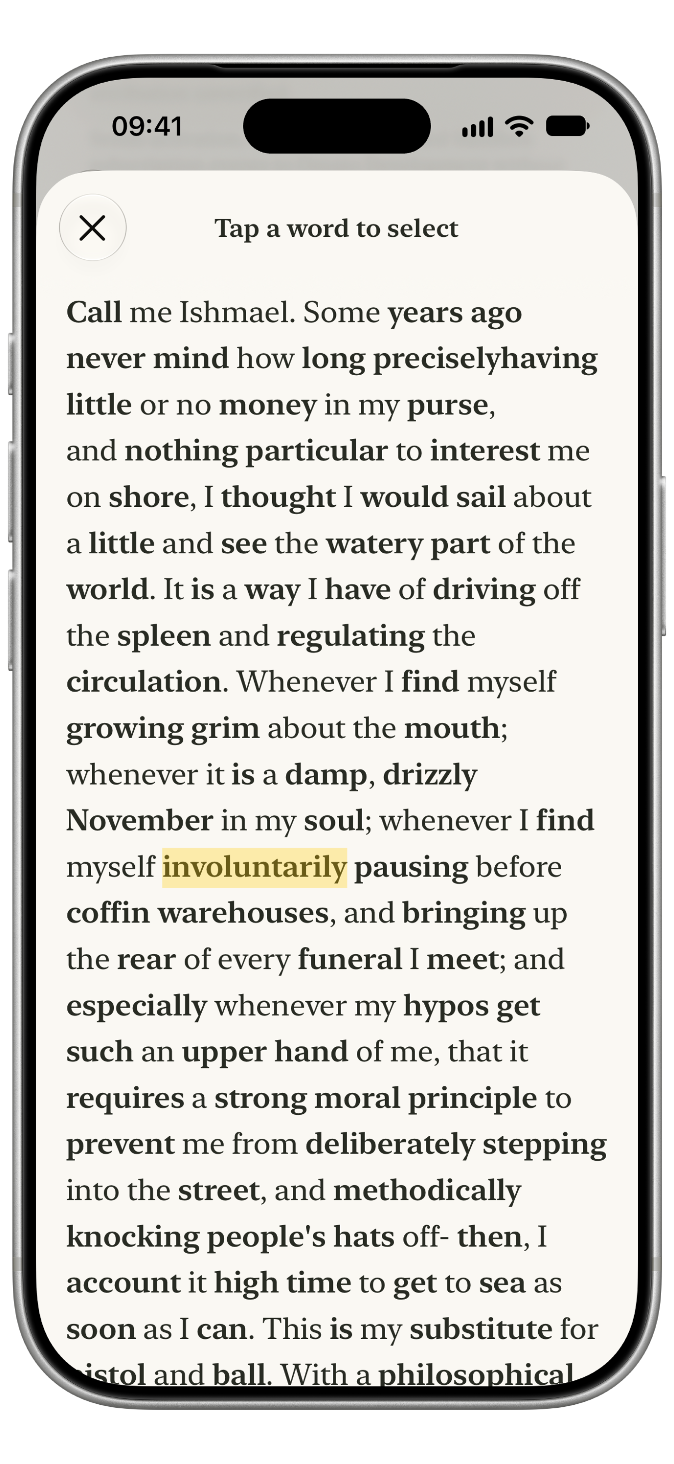 Digital word-selection screenshot